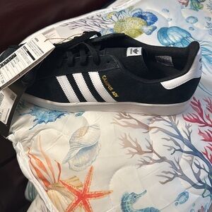 adidas Black and White Suede Low-Top Sneakers